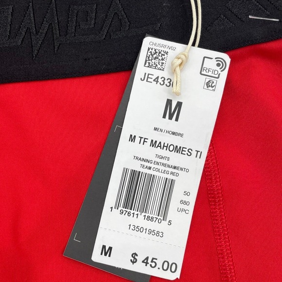 Adidas Mens Mahomes Techfit Training Tights Red Compression Leggings JE4330 M - Picture 10 of 14